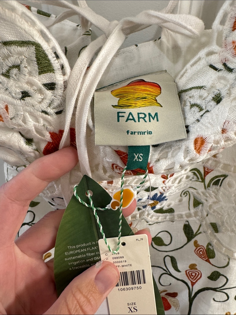 NWT Farm Rio Off-White Stitched Garden Midi Dress - Picture 8 of 8
